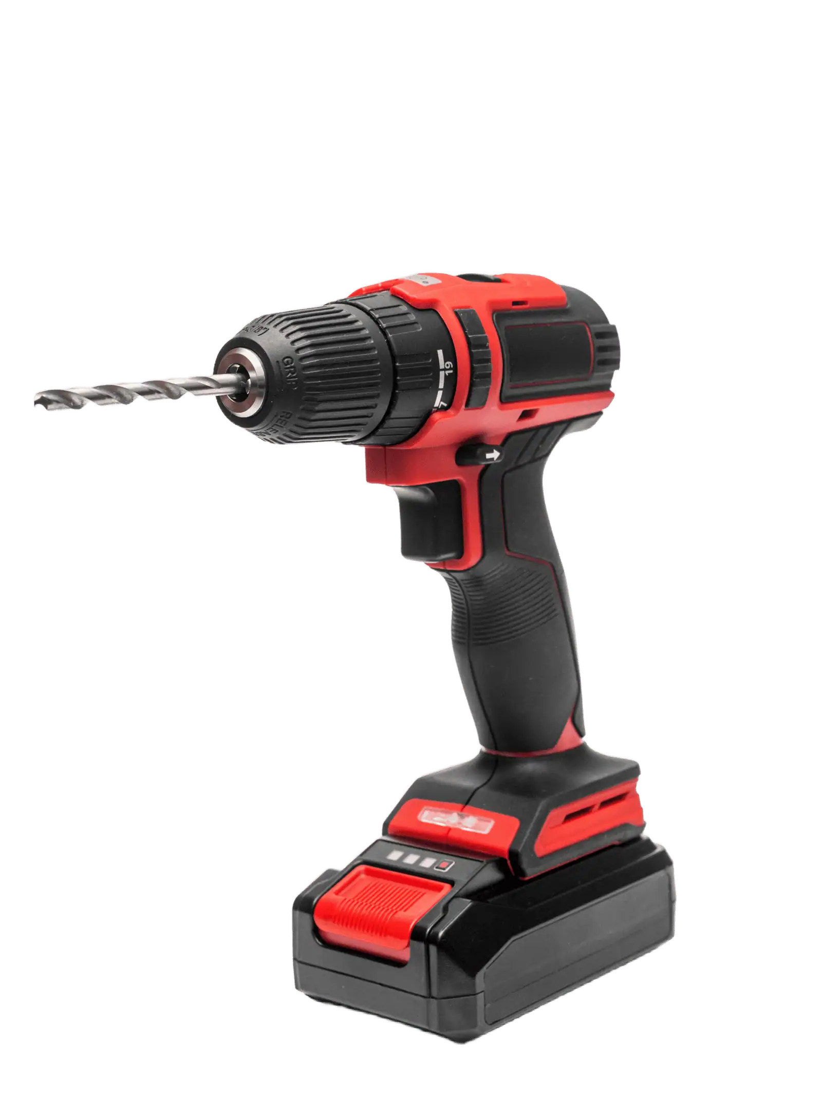Power drill with drill bit for drywall and construction projects.